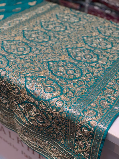 Rama Green Banarasi x Hand Embroidery