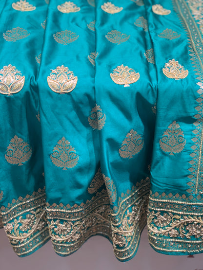 Rama Green Banarasi x Hand Embroidery