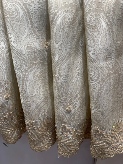 Gold Beige Tissue Silk x Hand Embroidery