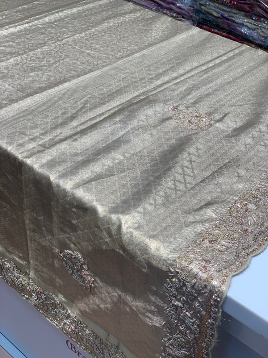 Gold Pure Tissue Kanjivaram x Hand Embroidery