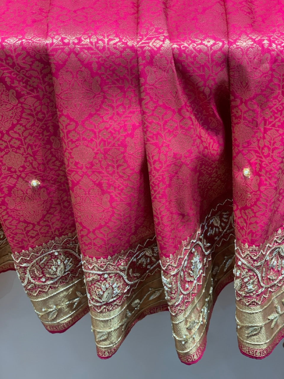 Rani Pink Kanjivaram x Hand Embroidery