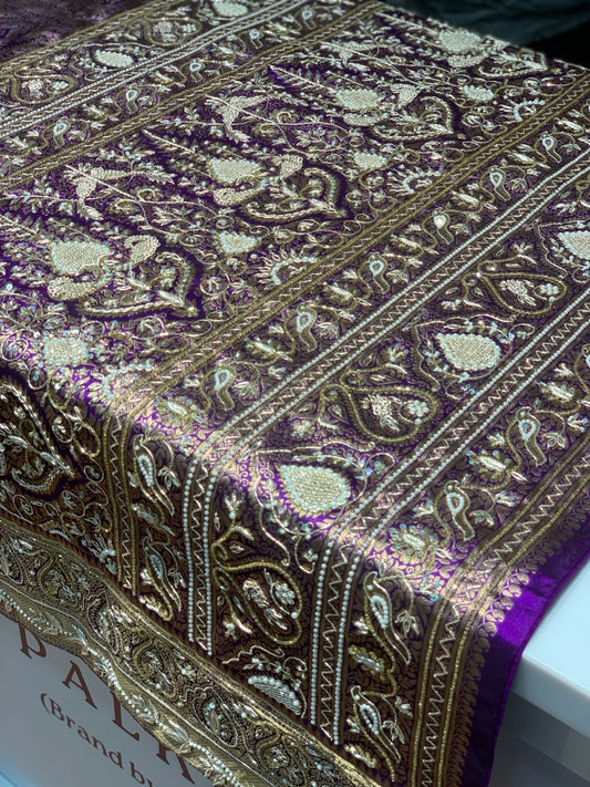 Purple Kanjivaram x Hand Embroidery