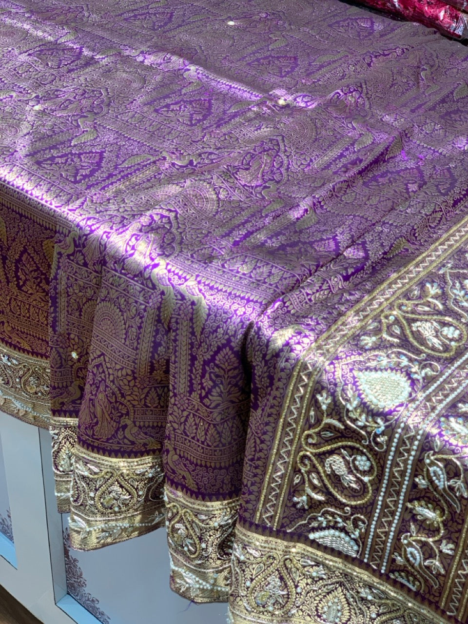 Purple Kanjivaram x Hand Embroidery