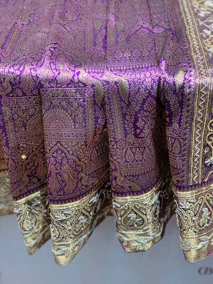 Purple Kanjivaram x Hand Embroidery
