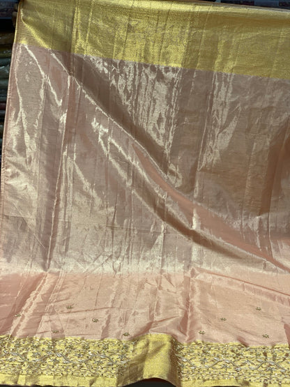 Gold Tissue Kanjivaram x Hand Embroidery