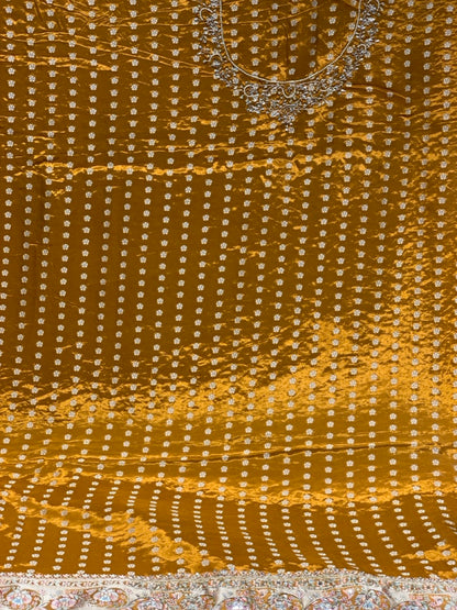 Mustard Yellow Gajji Silk x Hand Embroidery