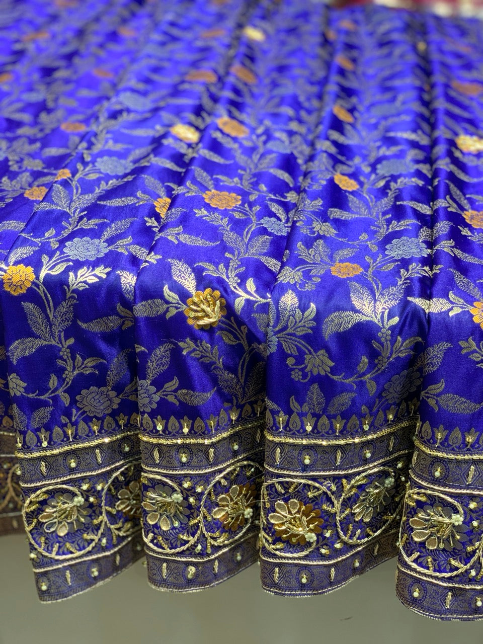 Royal Blue Banarasi Jaal x Hand Embroidery