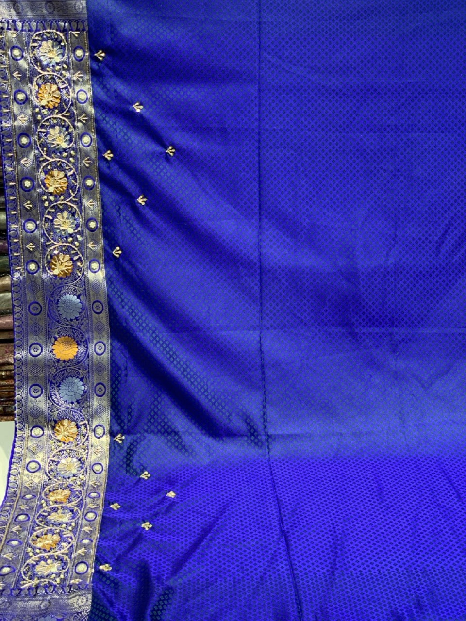 Royal Blue Banarasi Jaal x Hand Embroidery