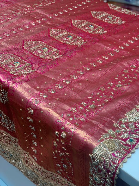 Rani Pink Pure Kanjivaram x Hand Embroidery