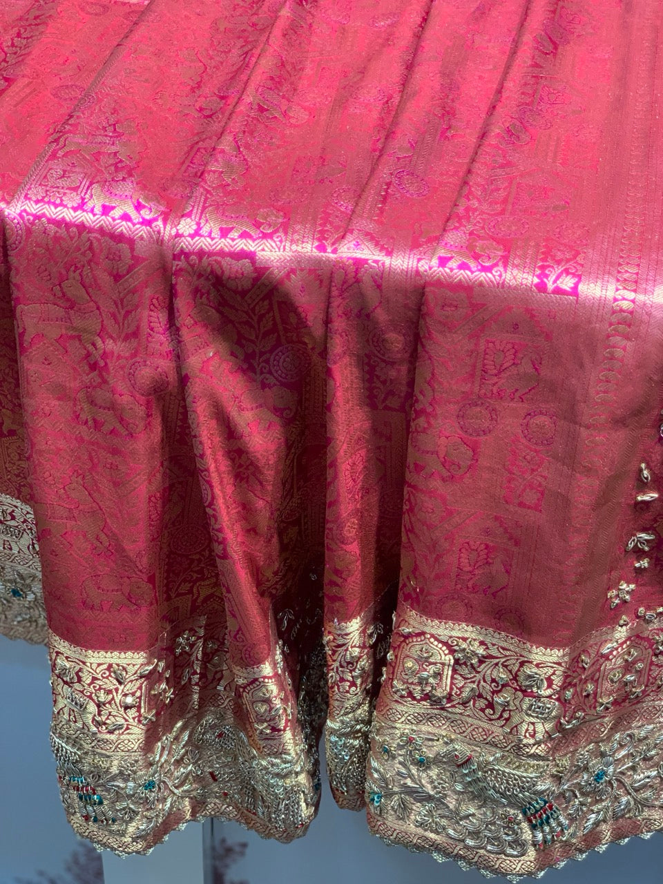 Rani Pink Pure Kanjivaram x Hand Embroidery