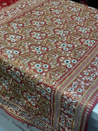 Maroon Banarasi x Hand Embroidery