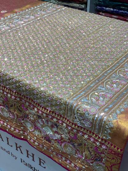 Pink Pure Kanjivaram x Hand Embroidery