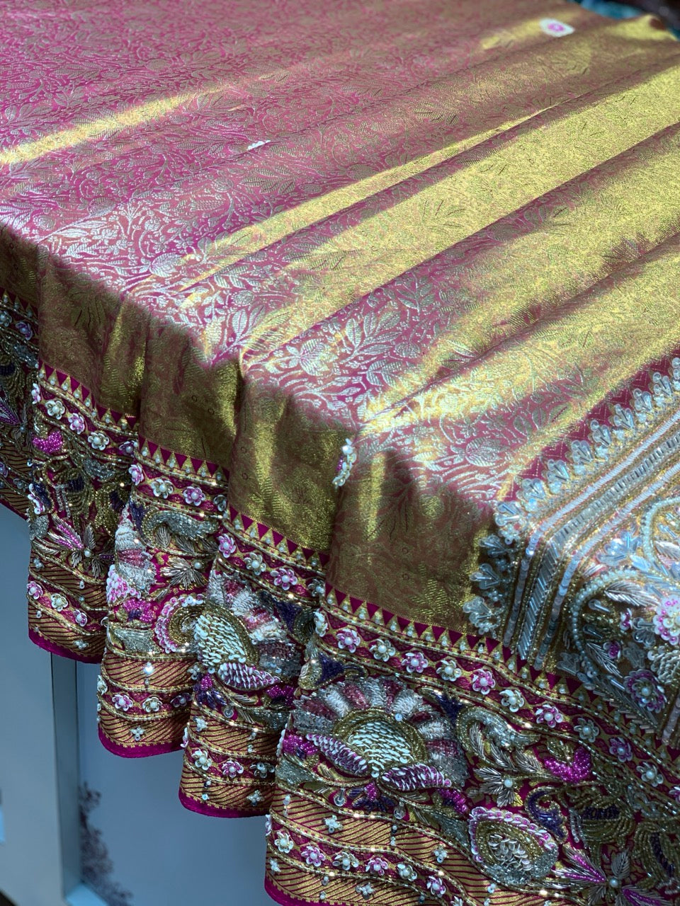 Pink Pure Kanjivaram x Hand Embroidery