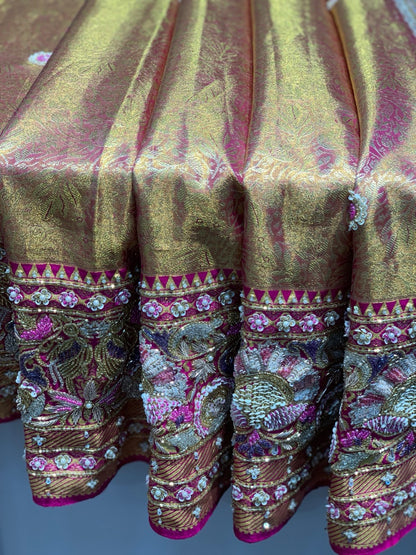 Pink Pure Kanjivaram x Hand Embroidery