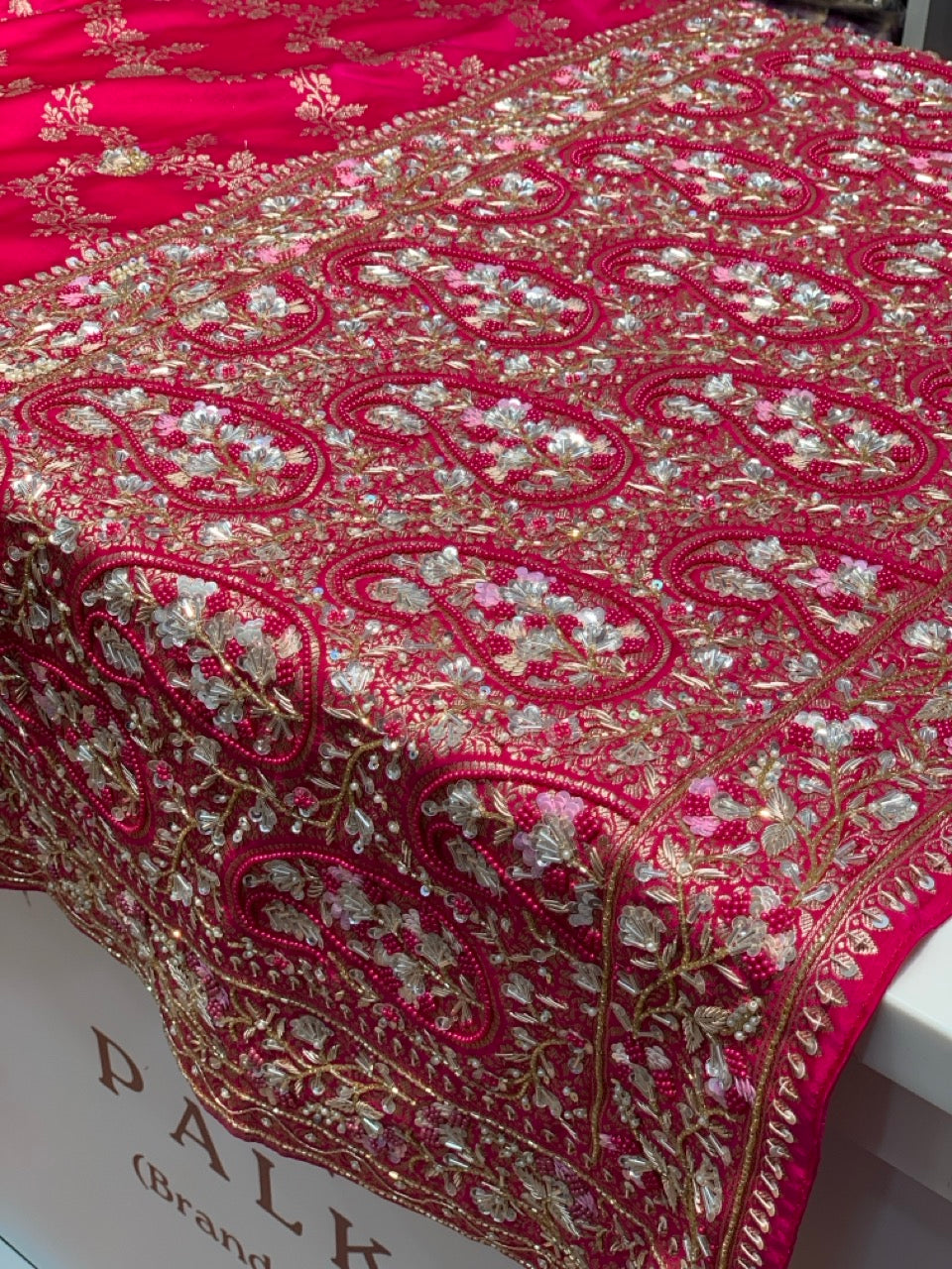 Pink Banarasi Mashru x Hand Embroidery