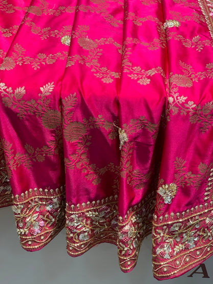 Pink Banarasi Mashru x Hand Embroidery