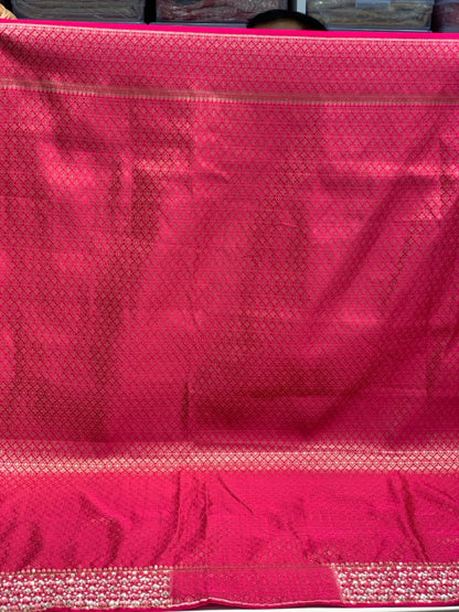 Pink Banarasi Mashru x Hand Embroidery