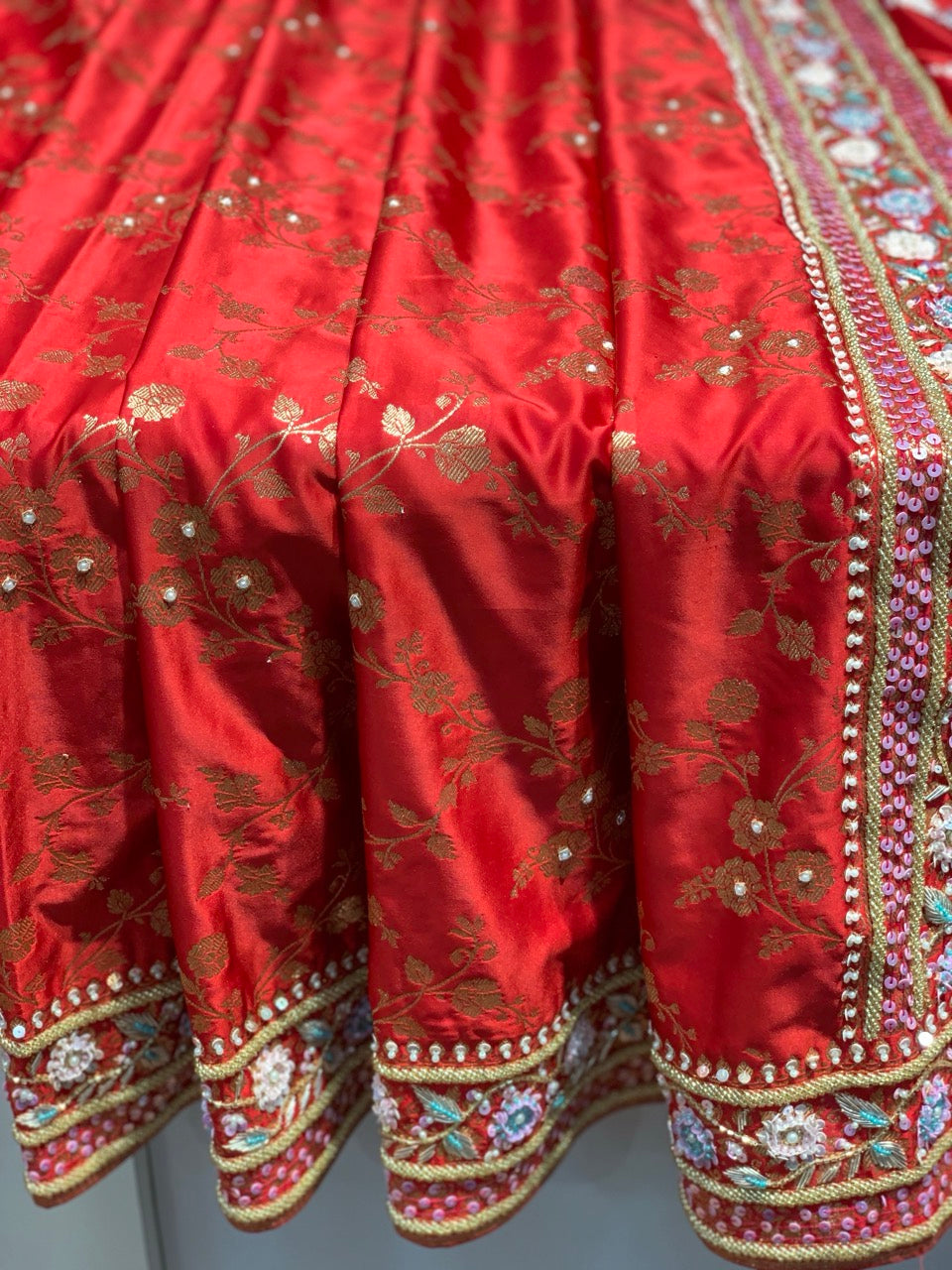 Red Banarasi Jaal x Hand Embroidery