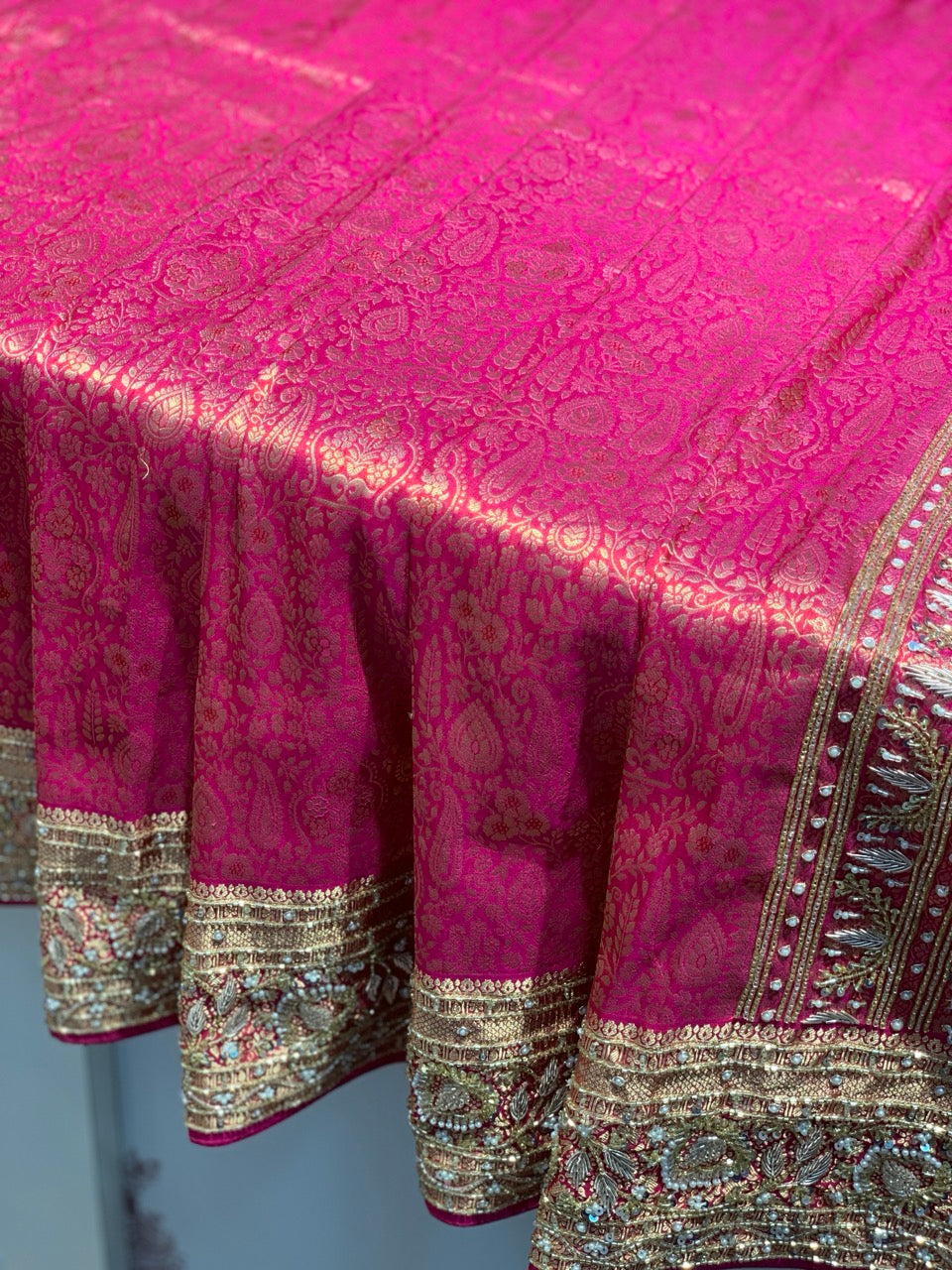 Rani Pink Pure Kanjivaram x Hand Embroidery