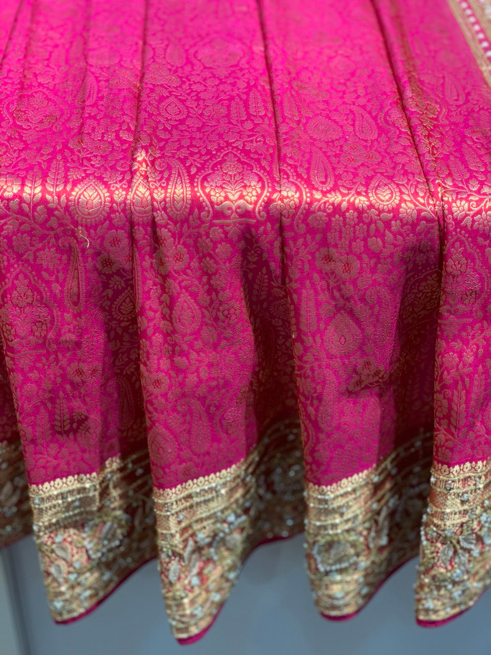 Rani Pink Pure Kanjivaram x Hand Embroidery
