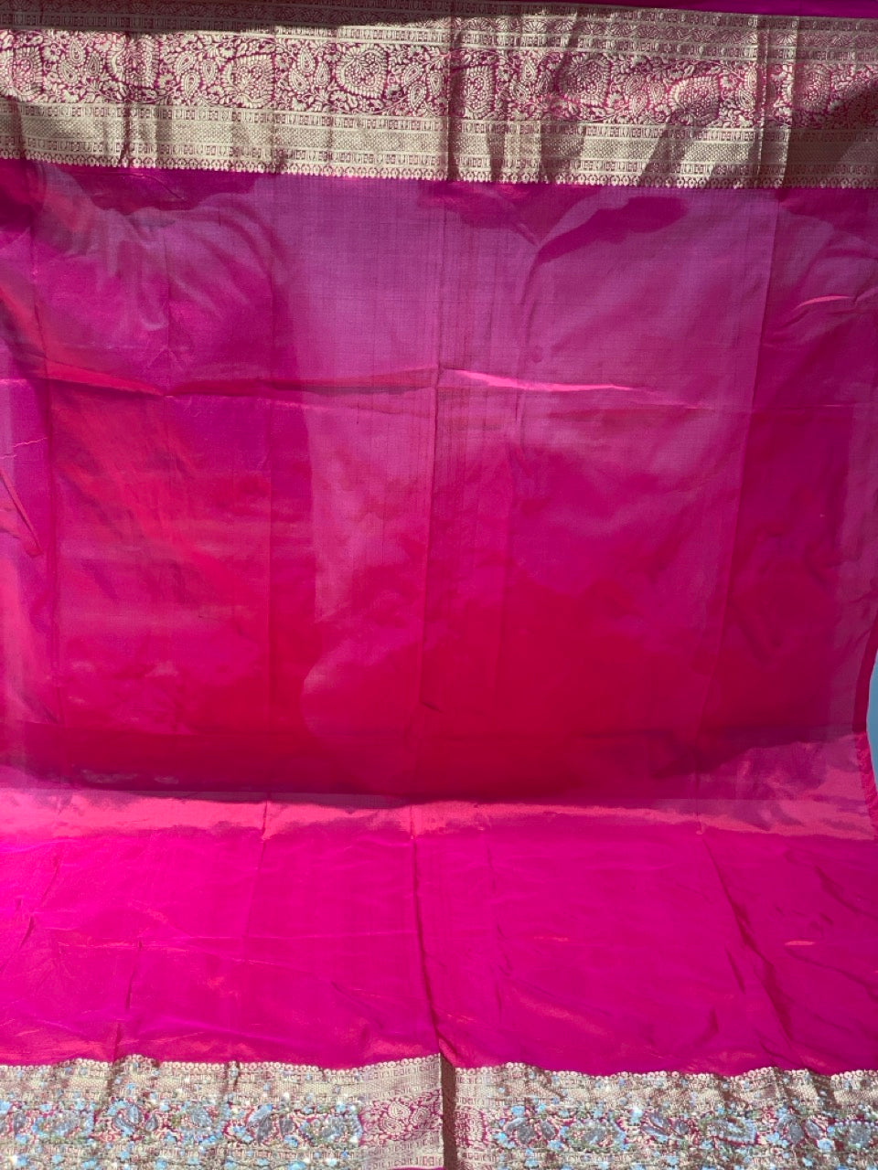 Rani Pink Pure Kanjivaram x Hand Embroidery