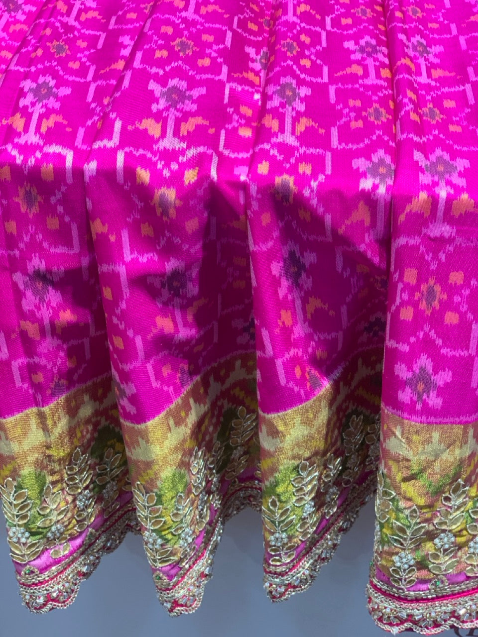 Rani Pink Rajkoti Patola x Hand Embroidery