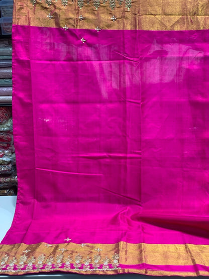 Rani Pink Rajkoti Patola x Hand Embroidery