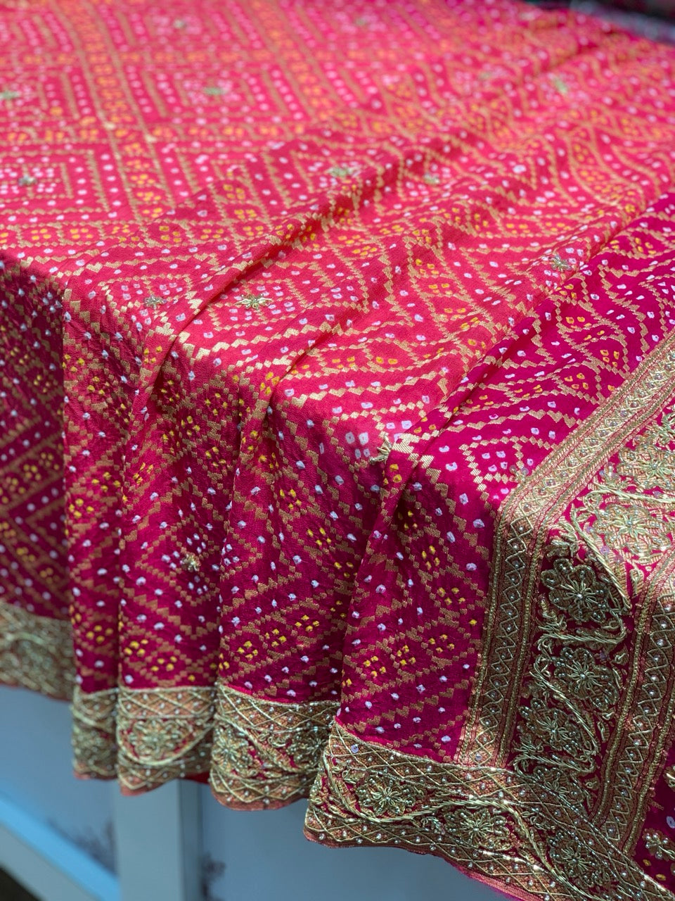 Pink Bandhej x Hand Embroidery
