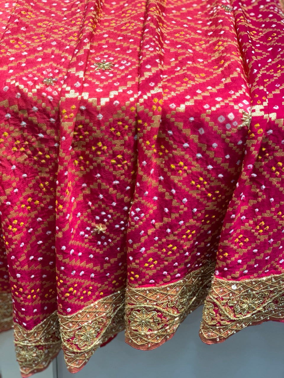 Pink Bandhej x Hand Embroidery