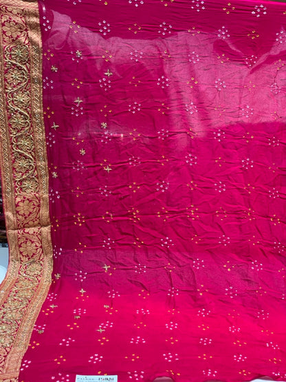 Pink Bandhej x Hand Embroidery