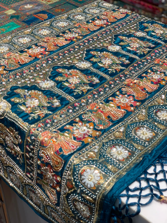 Rama Green Pashmina x Hand Embroidery