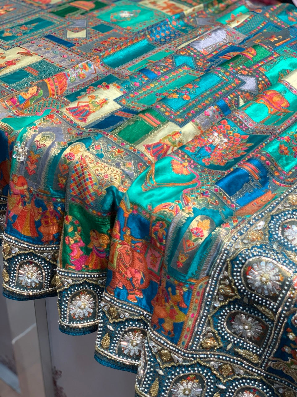 Rama Green Pashmina x Hand Embroidery