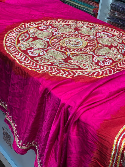 Pink Bandhej x Hand Embroidery