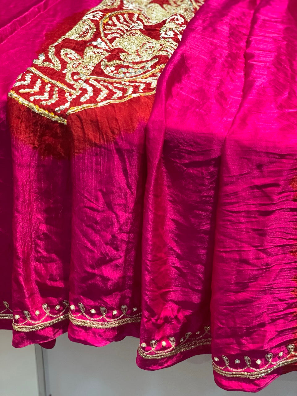 Pink Bandhej x Hand Embroidery
