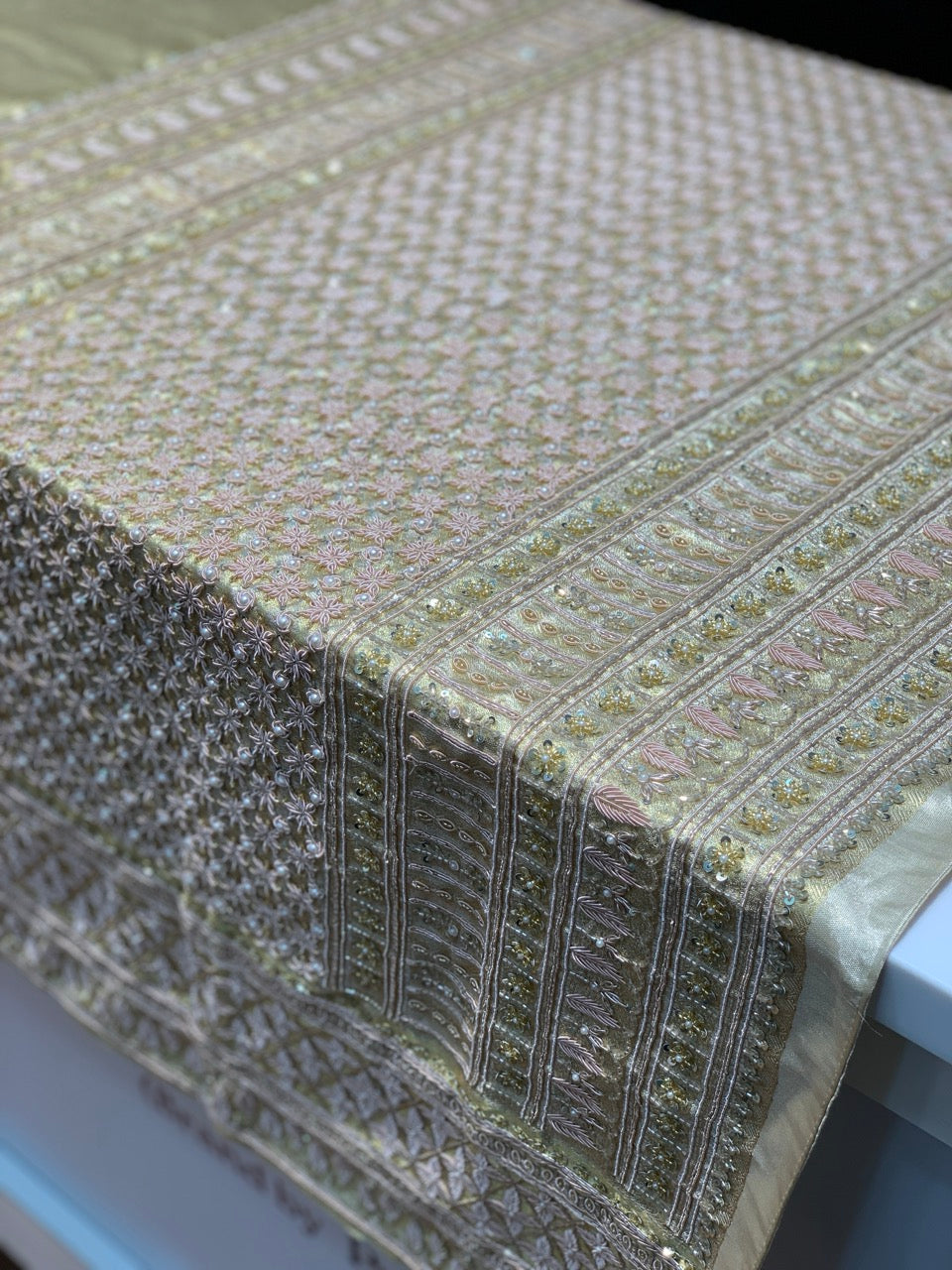 Gold Pure Kanjivaram x Hand Embroidery