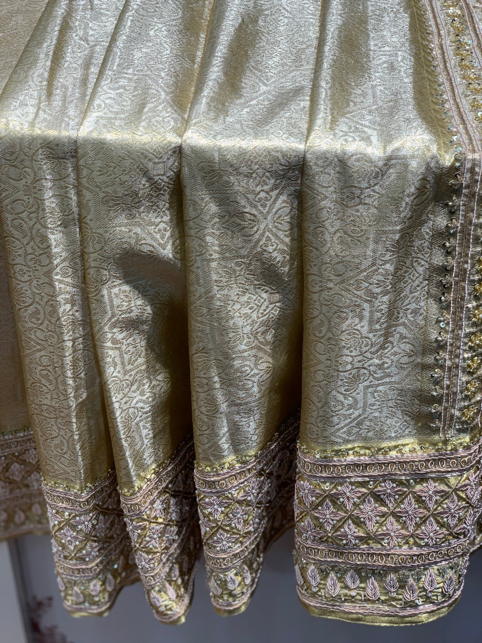 Gold Pure Kanjivaram x Hand Embroidery