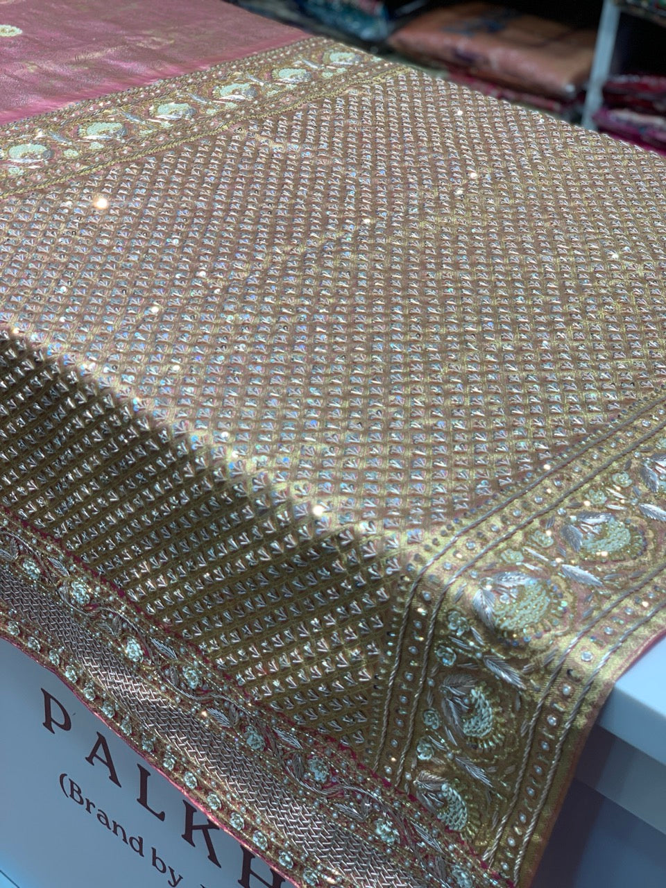 Baby pink Pure Kanjivaram x Hand Embroidery