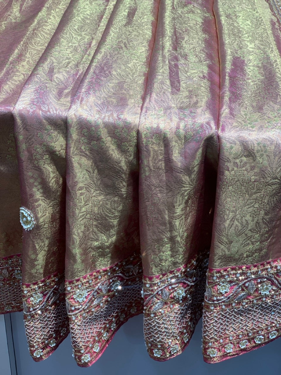 Baby pink Pure Kanjivaram x Hand Embroidery