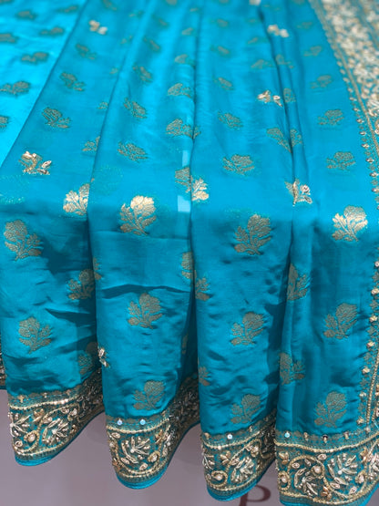 Firozi Georgette Banarasi x Hand Embroidery