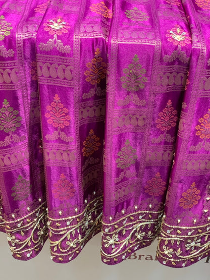 Purple Banarasi Mashru x Hand Embroidery