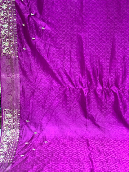 Purple Banarasi Mashru x Hand Embroidery