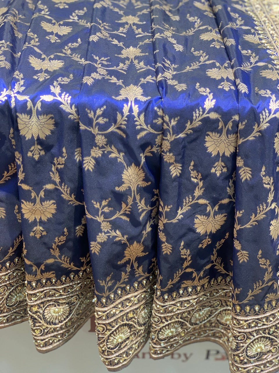 Blue Pure Banarasi x Hand Embroidery