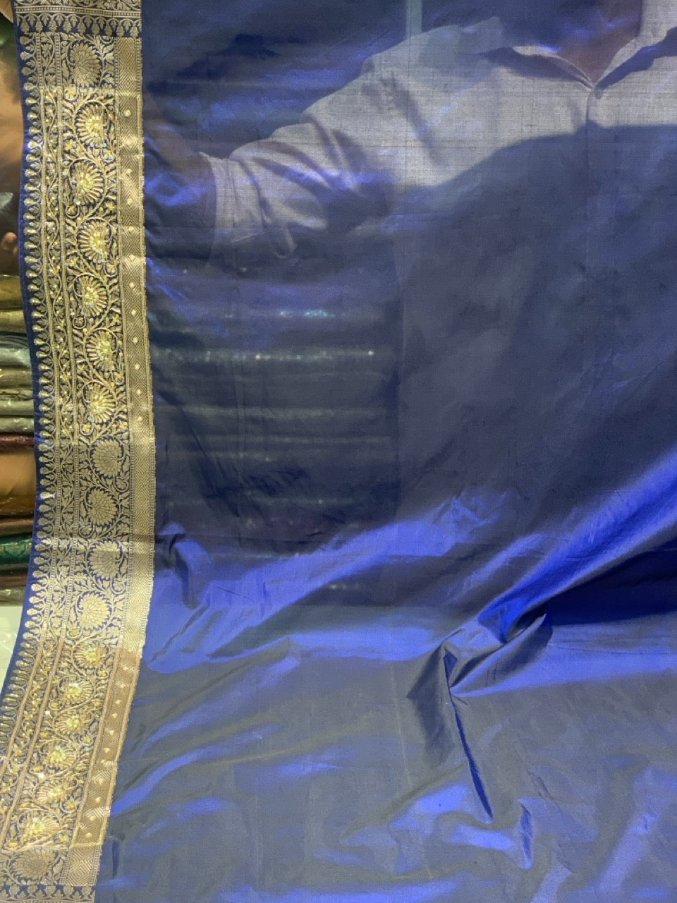 Blue Pure Banarasi x Hand Embroidery