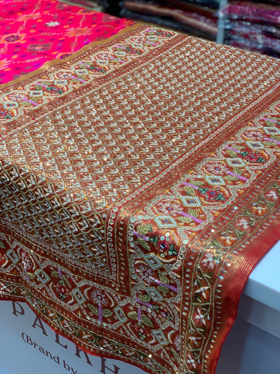 Rani Pink Patola x Hand Embroidery