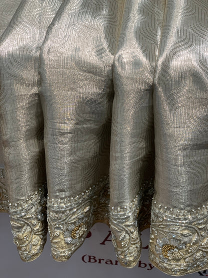 Beige Pure Tissue Kanjivaram x Hand Embroidery