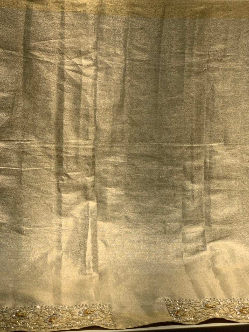 Beige Pure Tissue Kanjivaram x Hand Embroidery