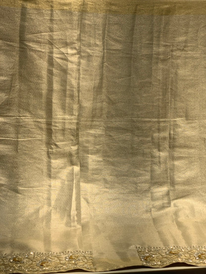 Beige Pure Tissue Kanjivaram x Hand Embroidery