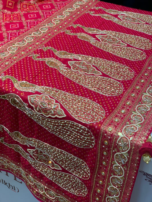 Pink Bandhej x Hand Embroidery