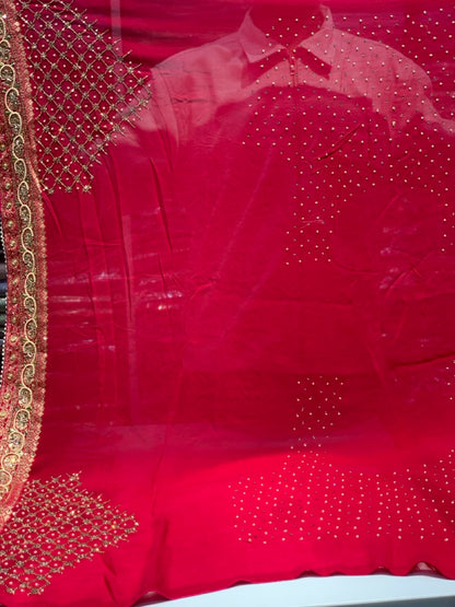 Pink Bandhej x Hand Embroidery