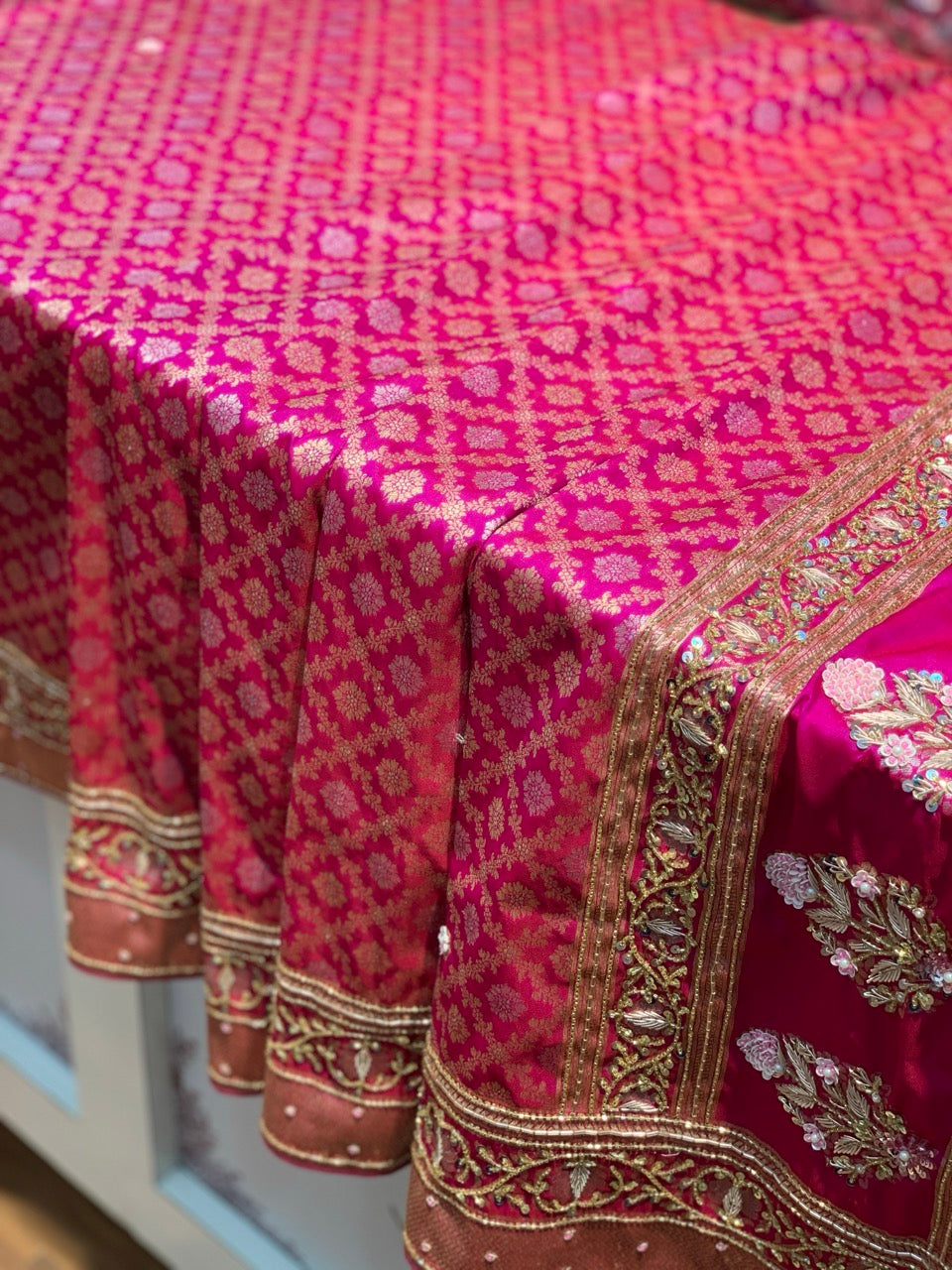 Pink Banarasi x Hand Embroidery